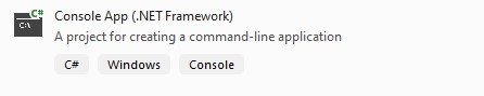 Console App (.NET Framework) template.