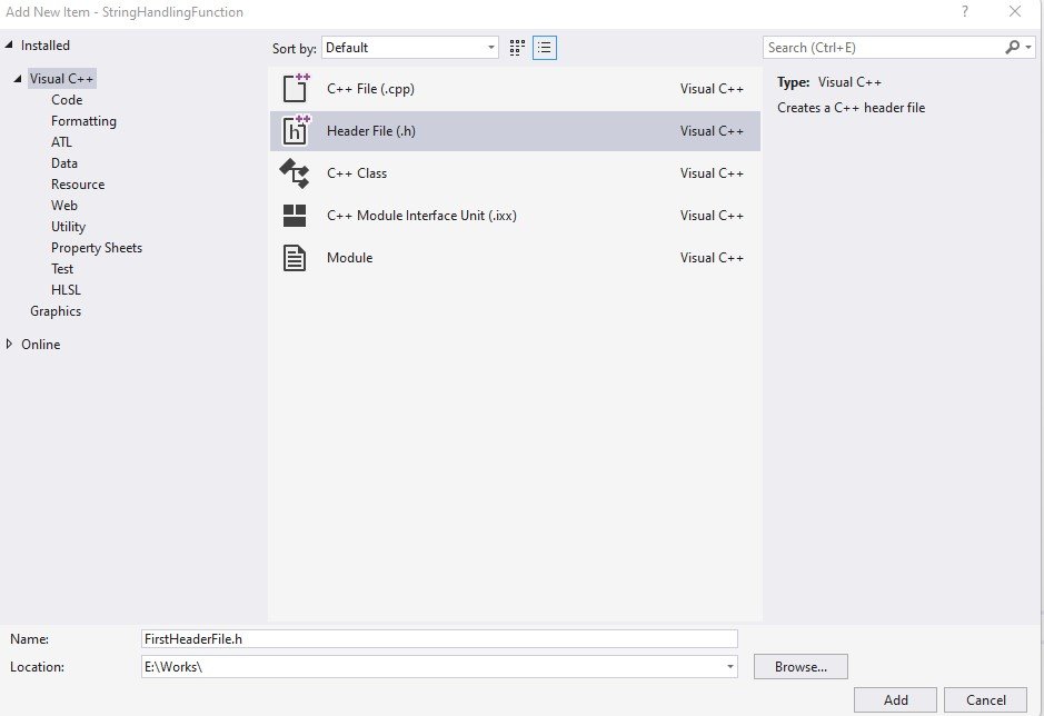 Creating new header file in visual studio