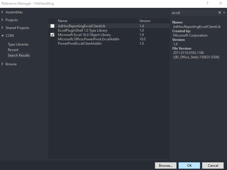 Excel Handling Reference Manager